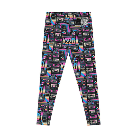 Digital Nostalgia Tech-Inspired Retro Fusion Stretch Leggings - 8404 Design-65
