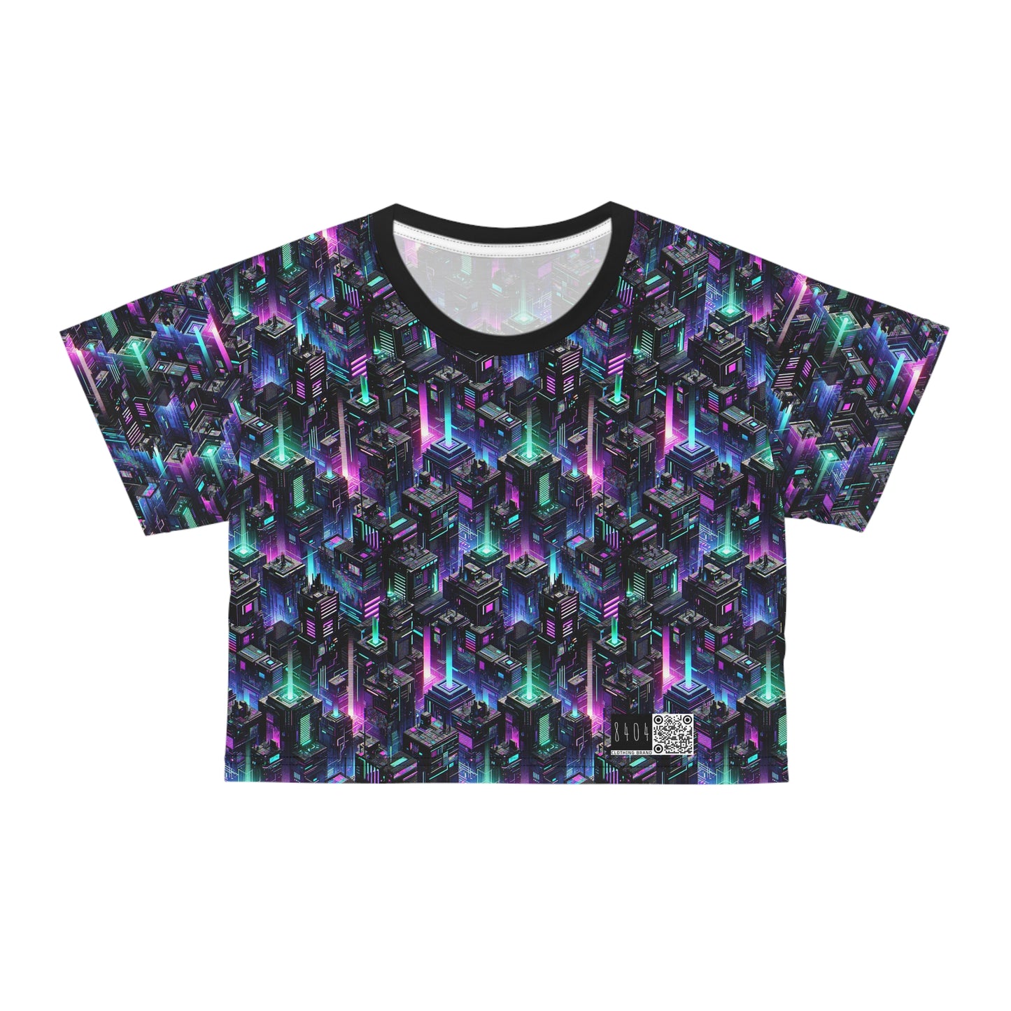 Tech Noir Graphics Futuristic Tech Aesthetics Crop Tee - 8404 Design-55