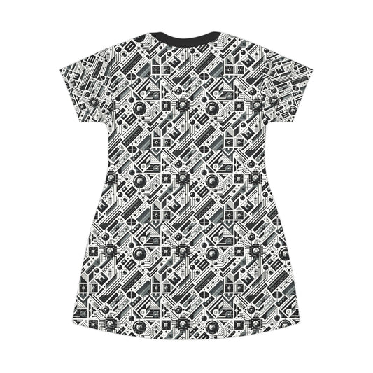 Digital Minimalism Minimalist Tech T-Shirt Dress - 8404 Design-62