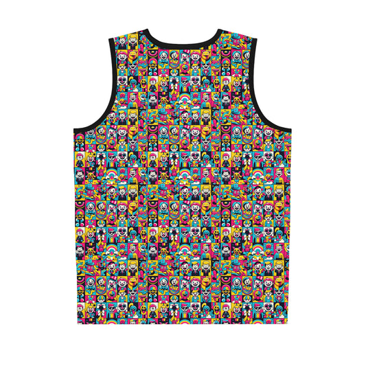 Neon Pop Playful Pop Culture Mashup Basketball Jersey - 8404 Design-60