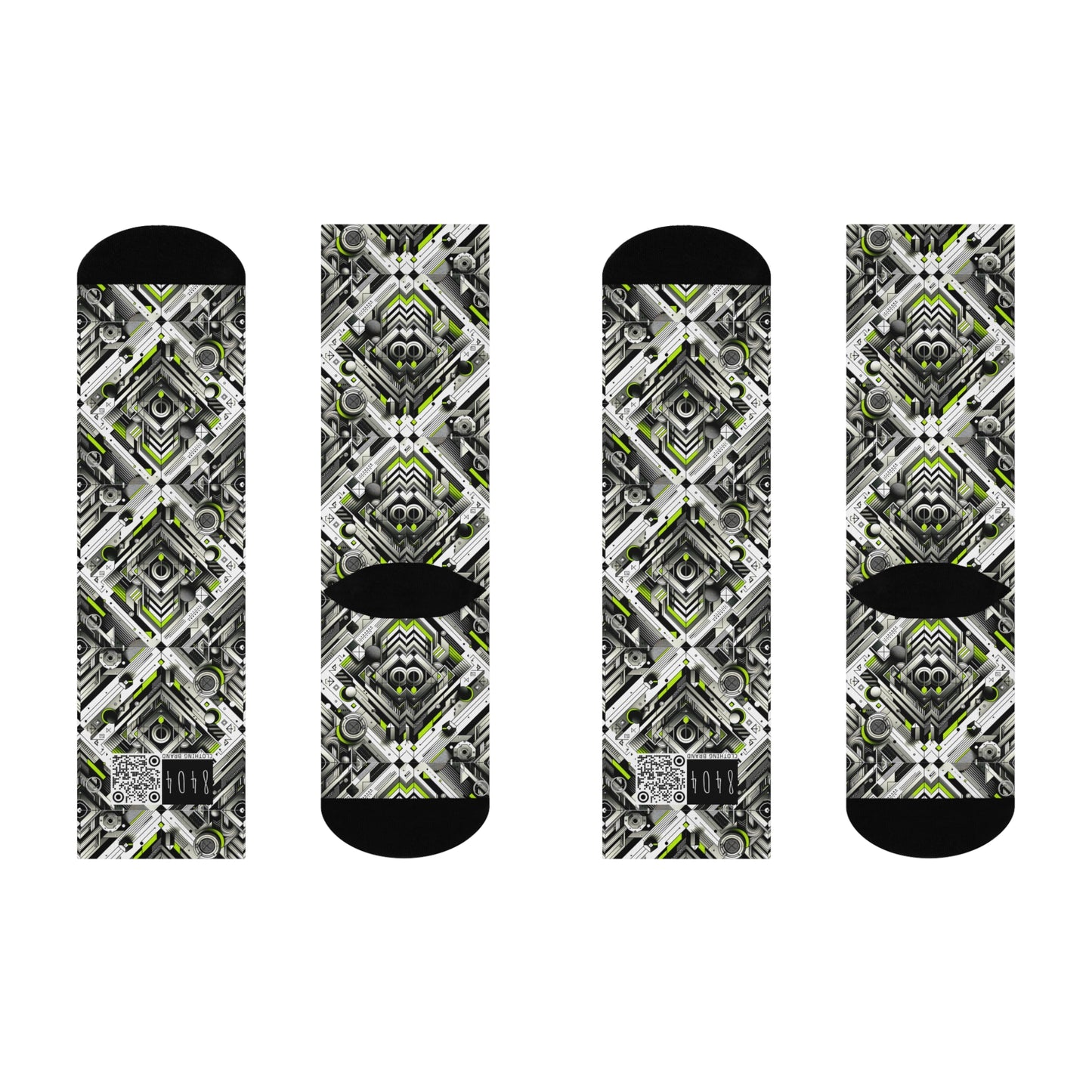 Elevated Sporty Tech Tech-Forward Streetwear Cushioned Crew Socks - 8404 Design-70