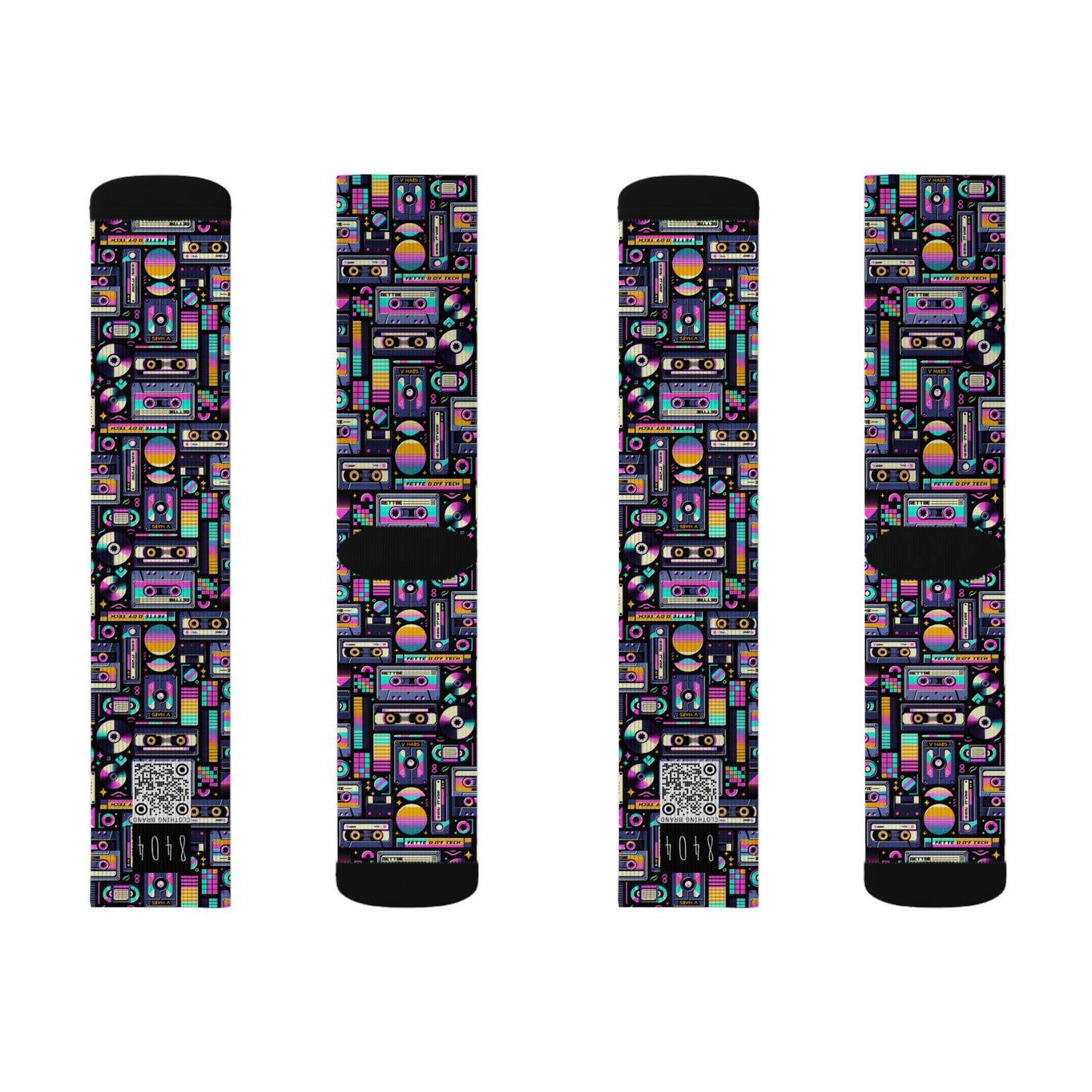 Digital Nostalgia Tech-Inspired Retro Fusion Sublimation Socks - 8404 Design-48