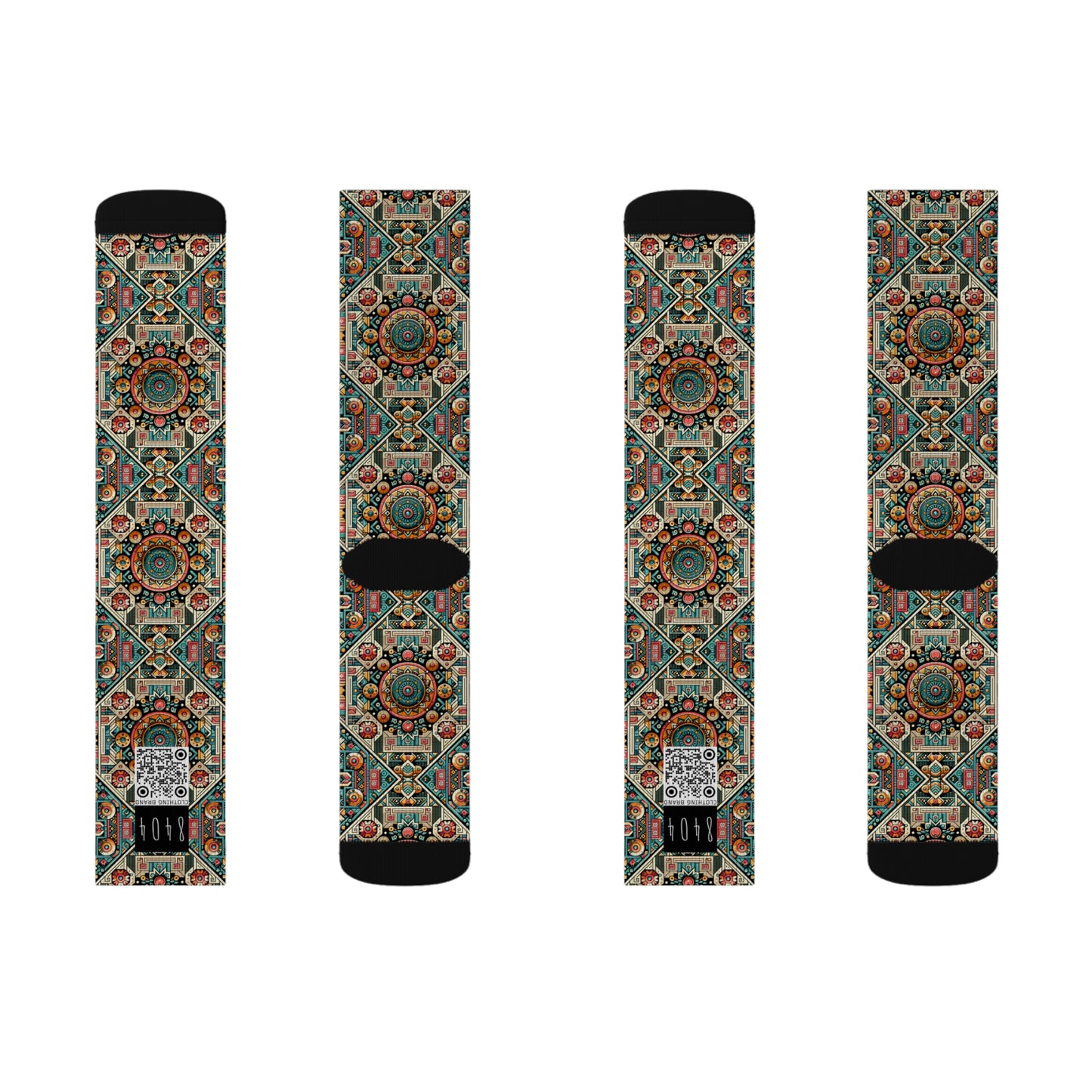 Cultural Fusion Tech Blend of Cultural Heritage With Tech-Inspired Elements Sublimation Socks - 8404 Design-74