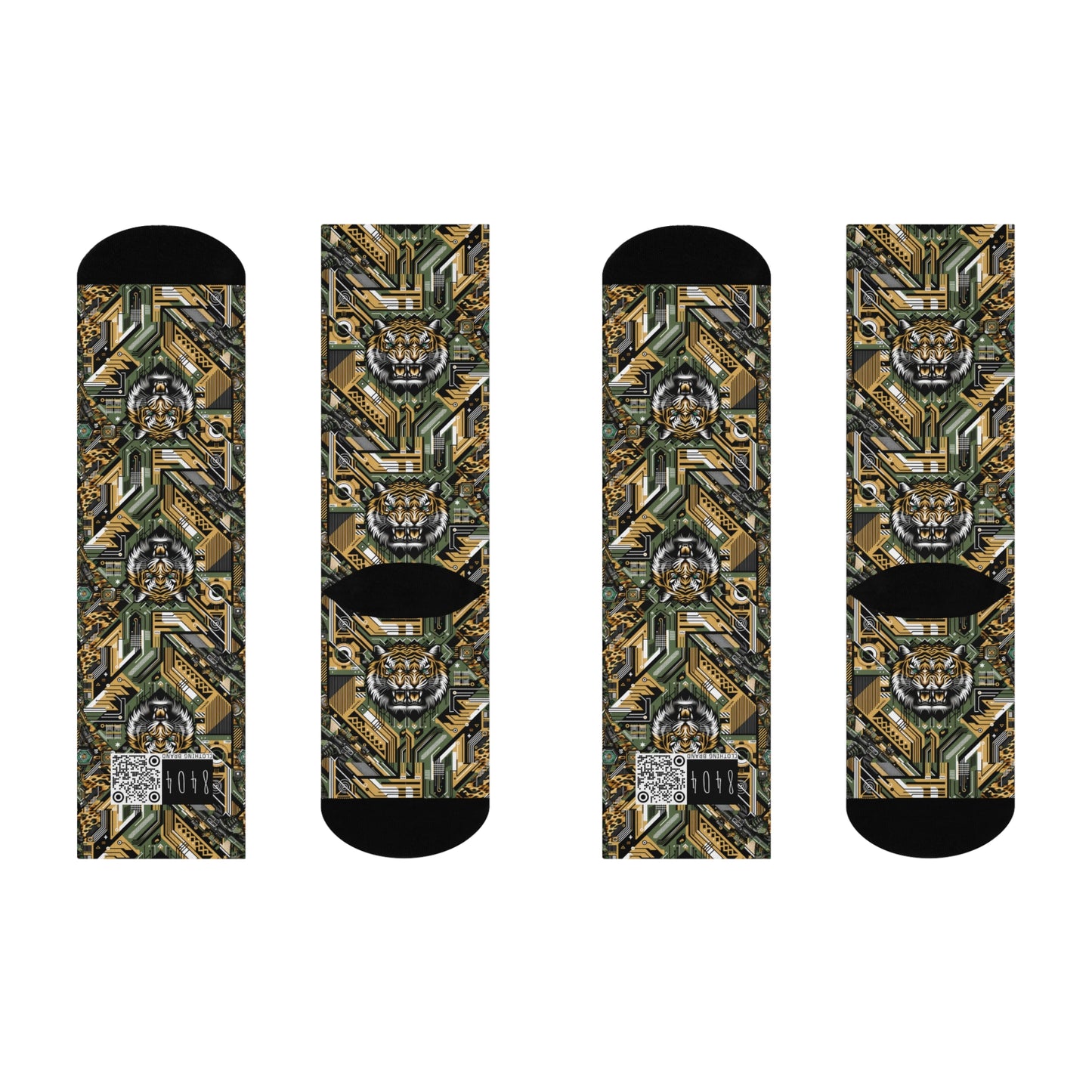 Neo-Camo Fusion Tech-Forward Streetwear Cushioned Crew Socks - 8404 Design-58