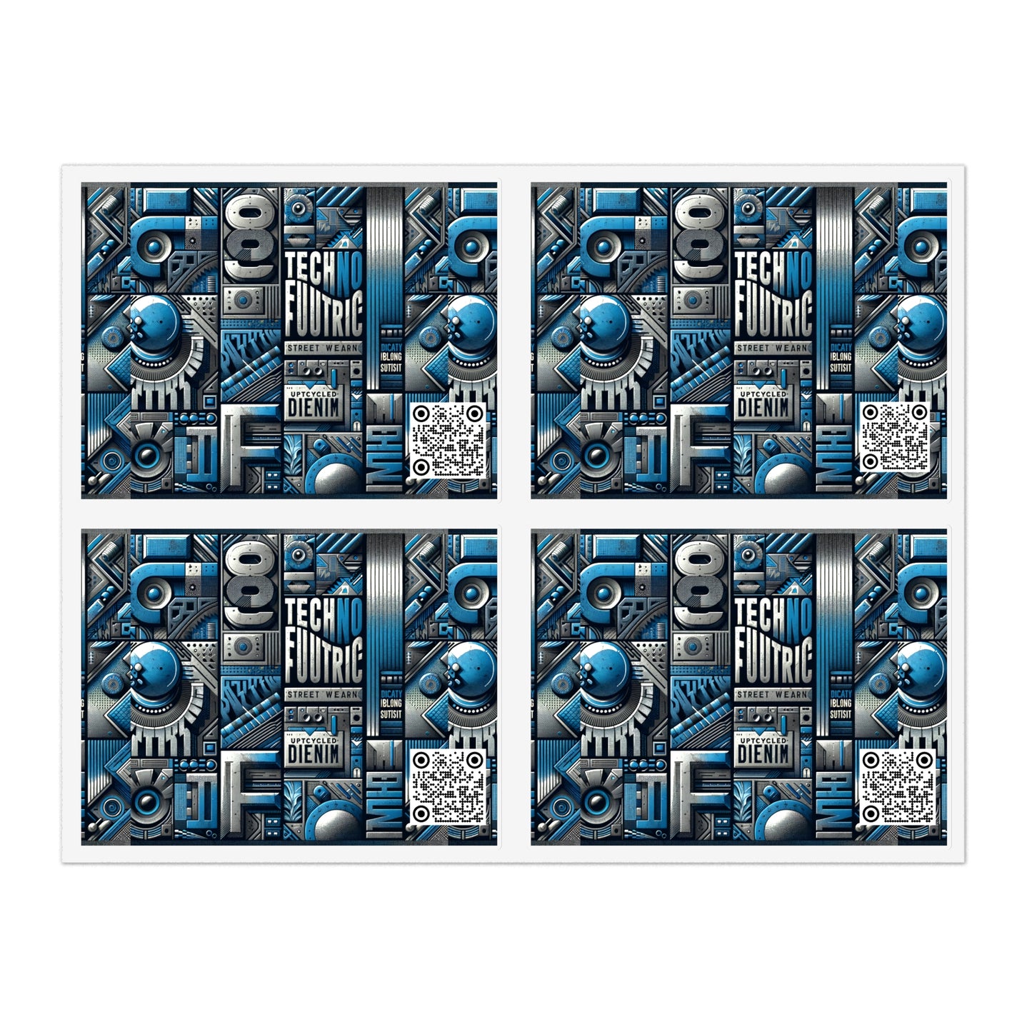 Tech Denim Fusion Tech-Forward Streetwear Sticker Sheets - 8404 Design-61