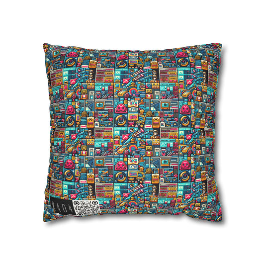 Digital Pop Culture Mashup Maximalist Pop Faux Suede Square Pillowcase - 8404 Design-47