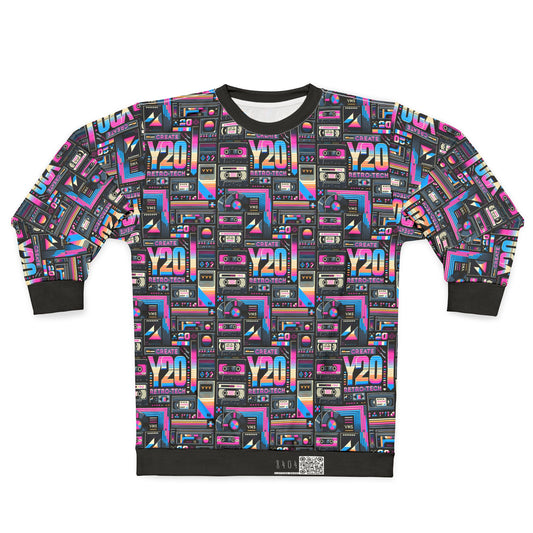 Digital Nostalgia Tech-Inspired Retro Fusion Sweatshirt - 8404 Design-65