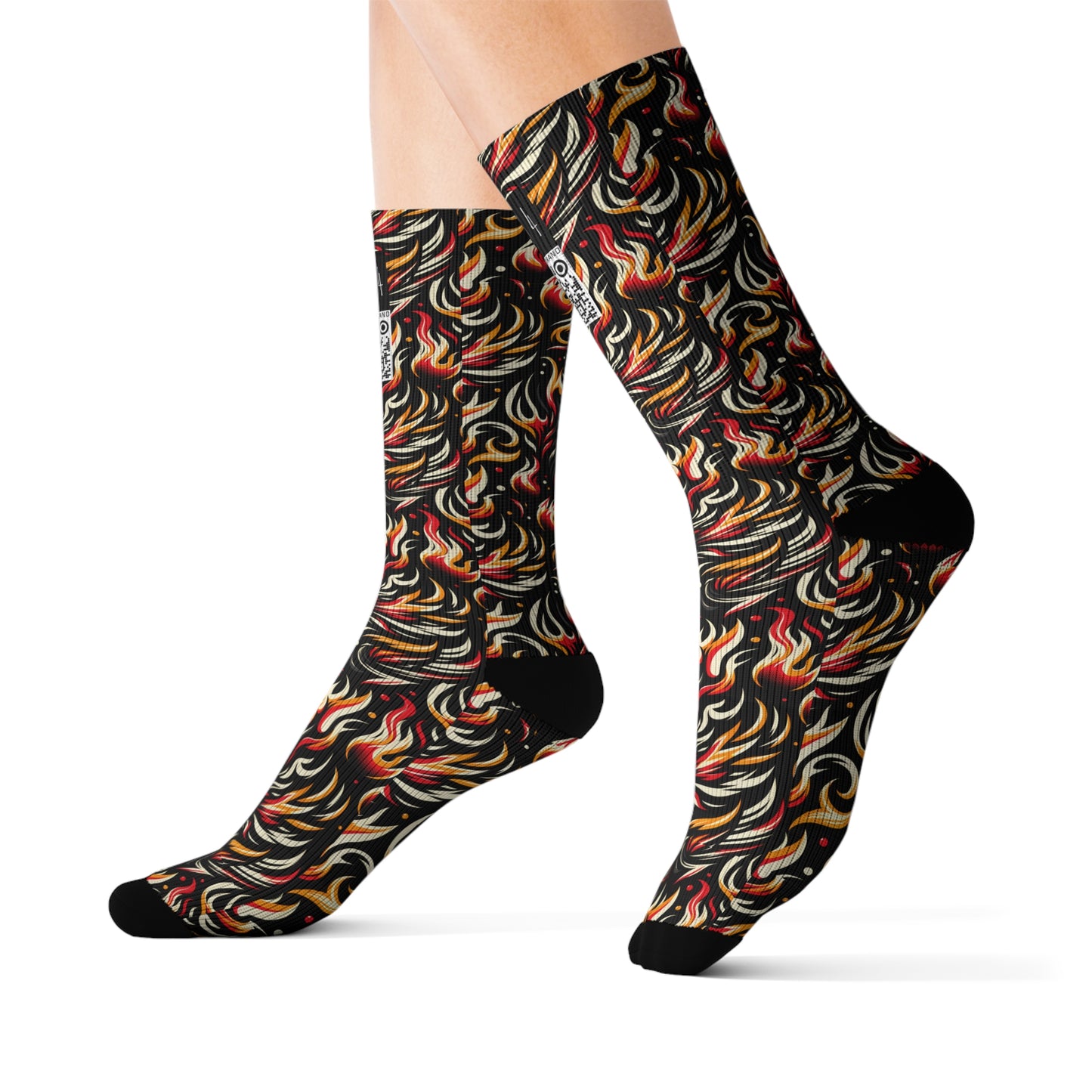 Fire & Flames Bold Streetwear Statement Sublimation Socks - 8404 Design-60