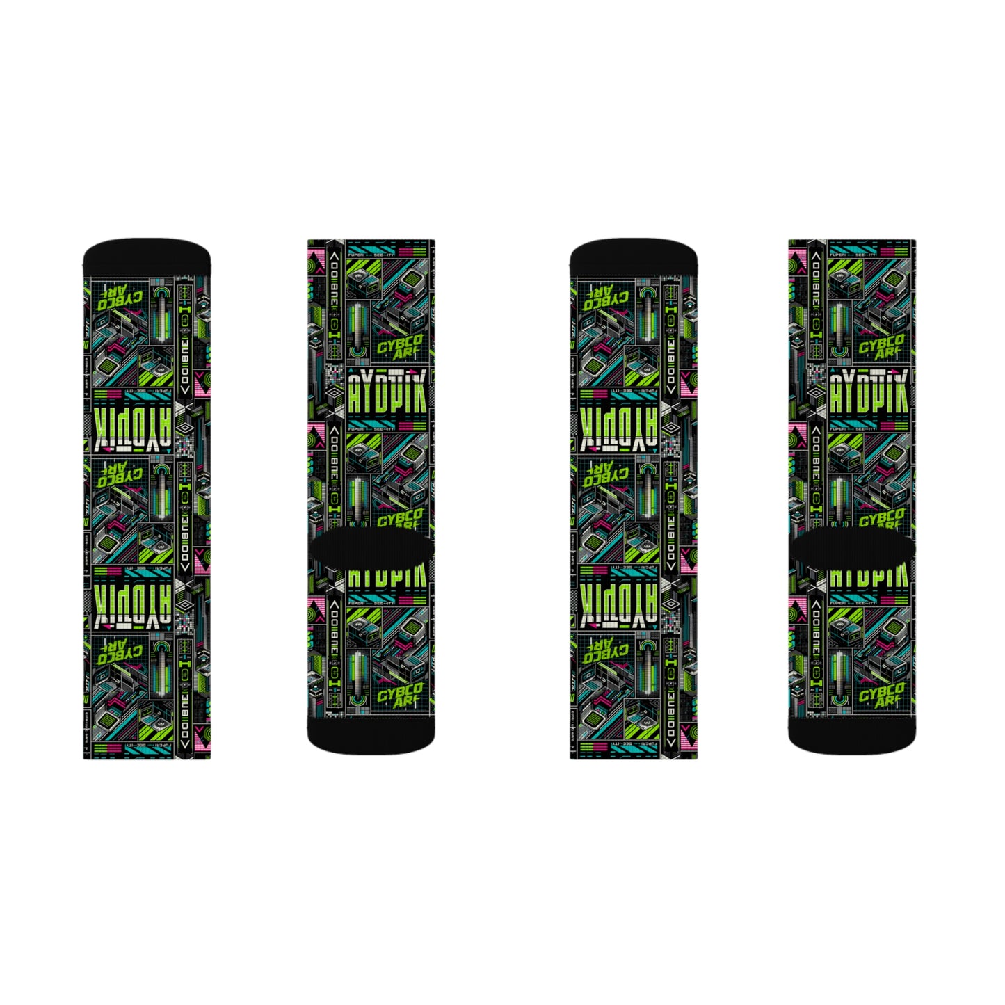 Tech-Forward Graphics Tech-Inspired Streetwear Sublimation Socks - 8404 Design-46