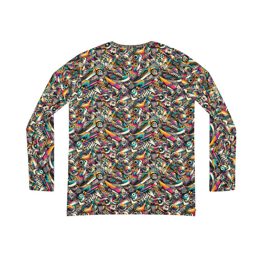 Urban Graffiti Fusion Eclectic Street Art Meets Modern Tech Culture Women's Long Sleeve V-Neck Shirt - 8404 Design-55