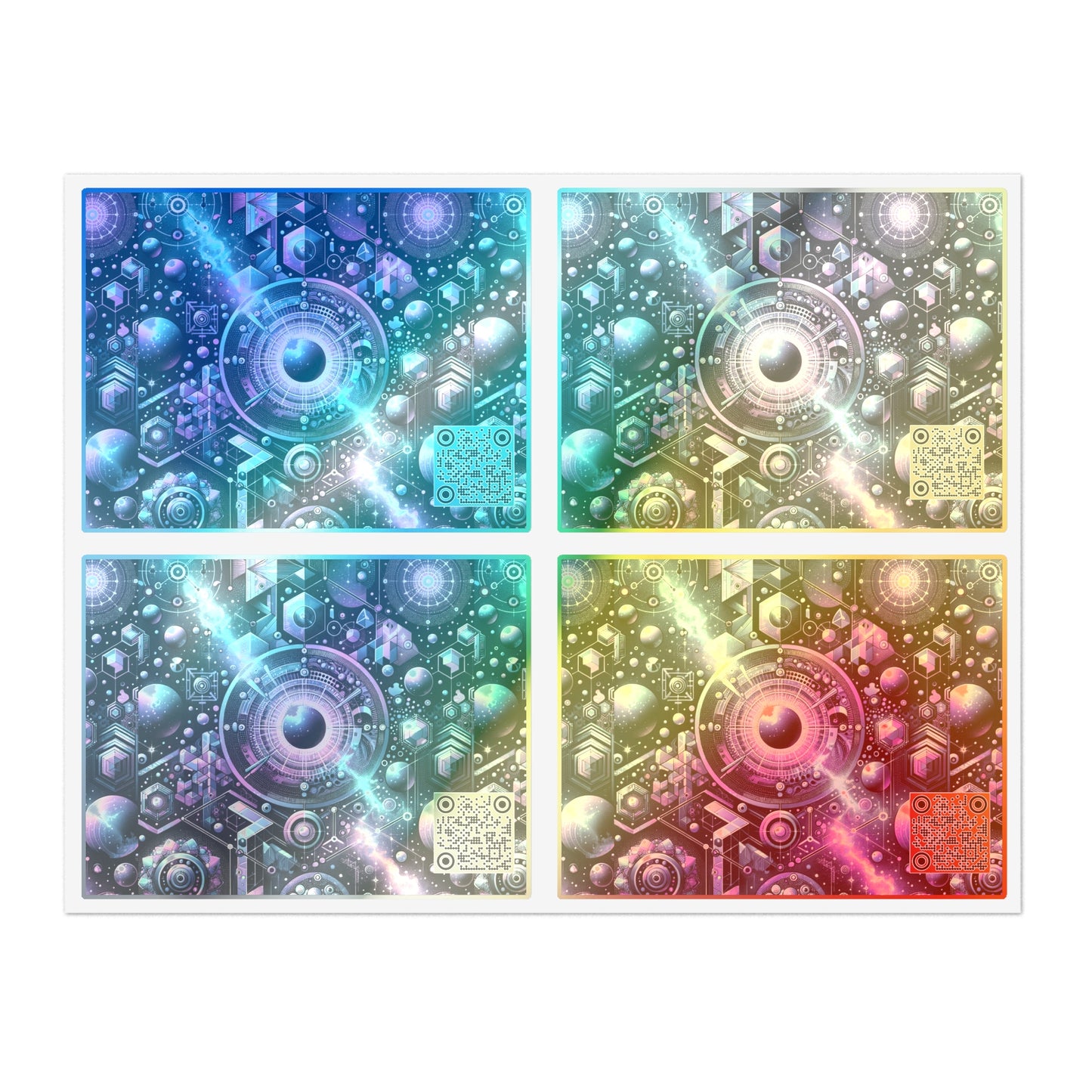 Galactic Hues Tech-Forward Cosmic Fusion Sticker Sheets - 8404 Design-56