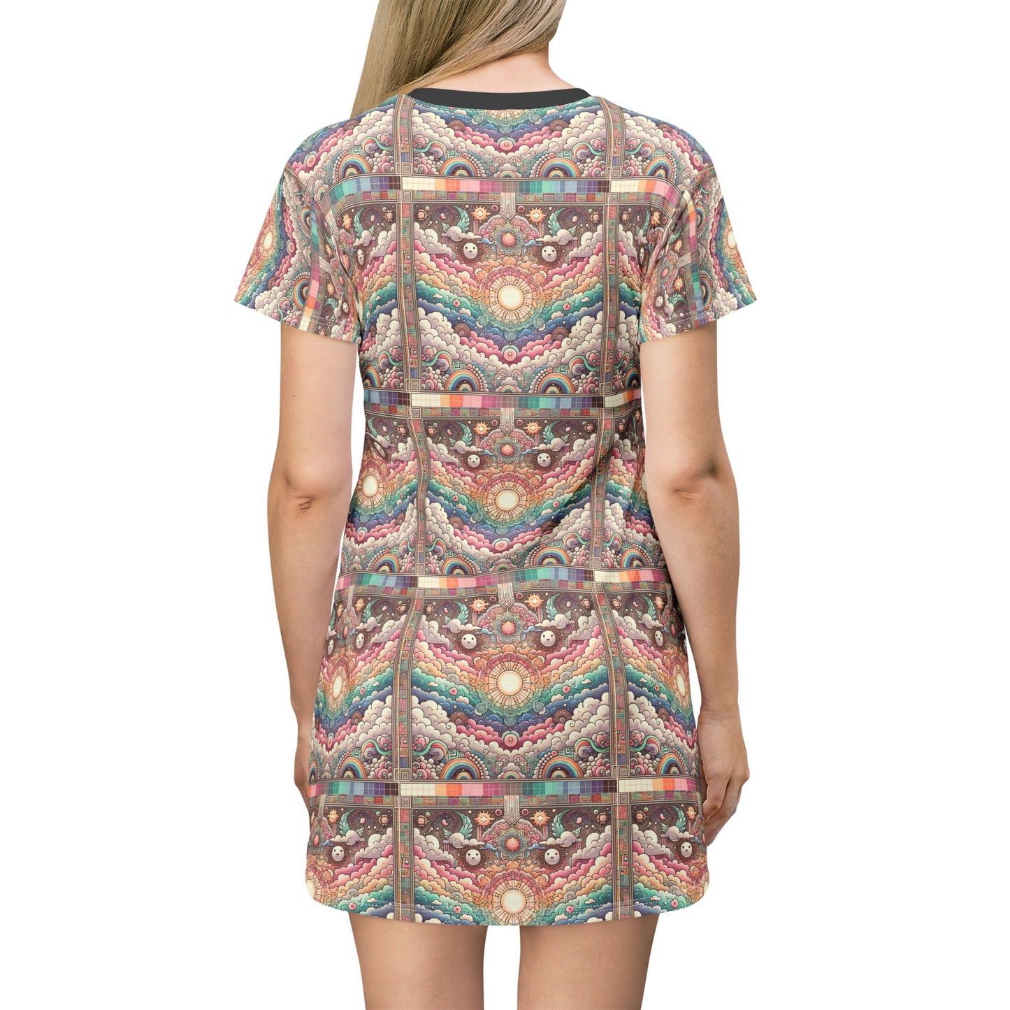 Digital Dreamland Whimsical and Nostalgic Streetwear With a Digital Twist T-Shirt Dress - 8404 Design-56