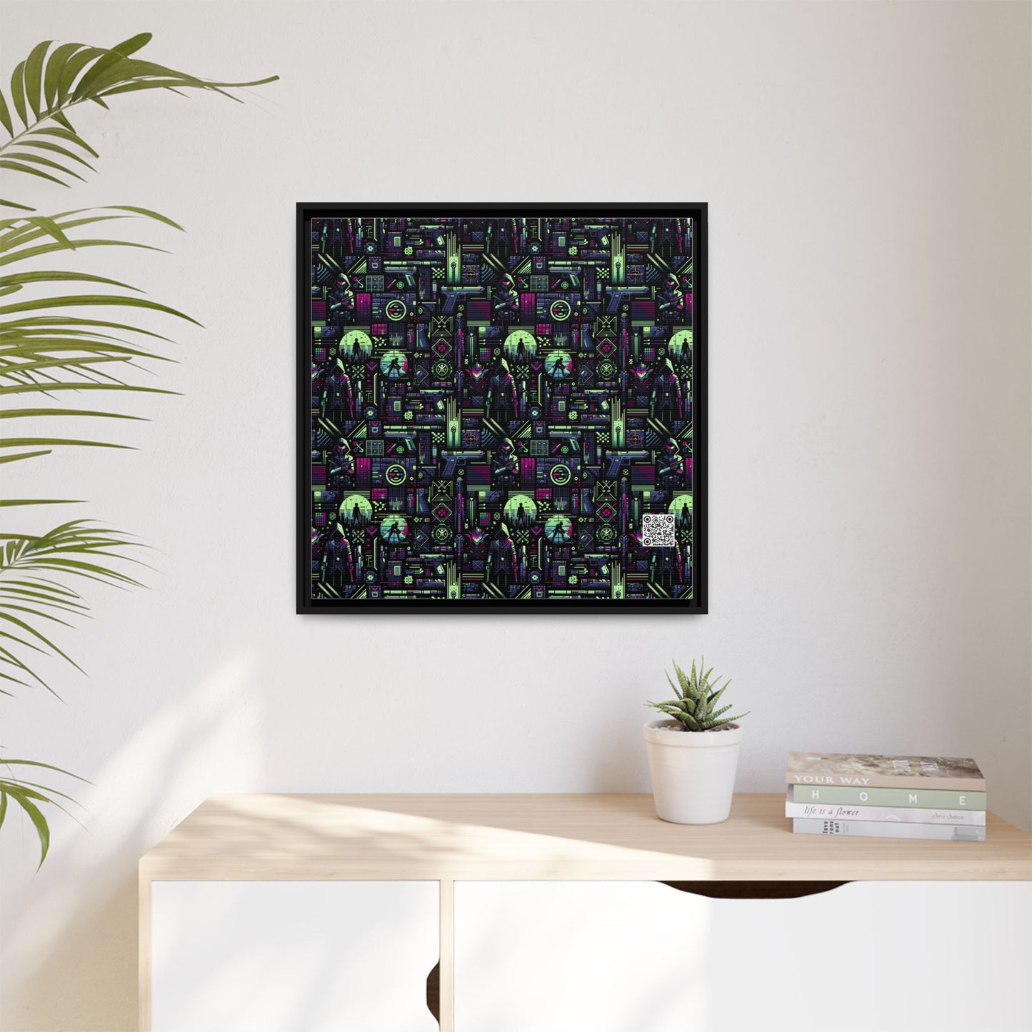 Tech Noir Futuristic Cyberpunk Matte Canvas, Framed (multi-Color) - 8404 Design-63 A