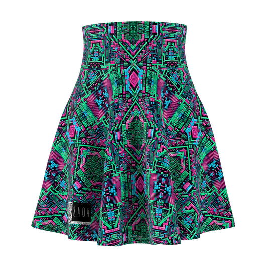 Digital Glitch Vibes Tech-Inspired Streetwear Women's Skater Skirt - 8404 Design-71