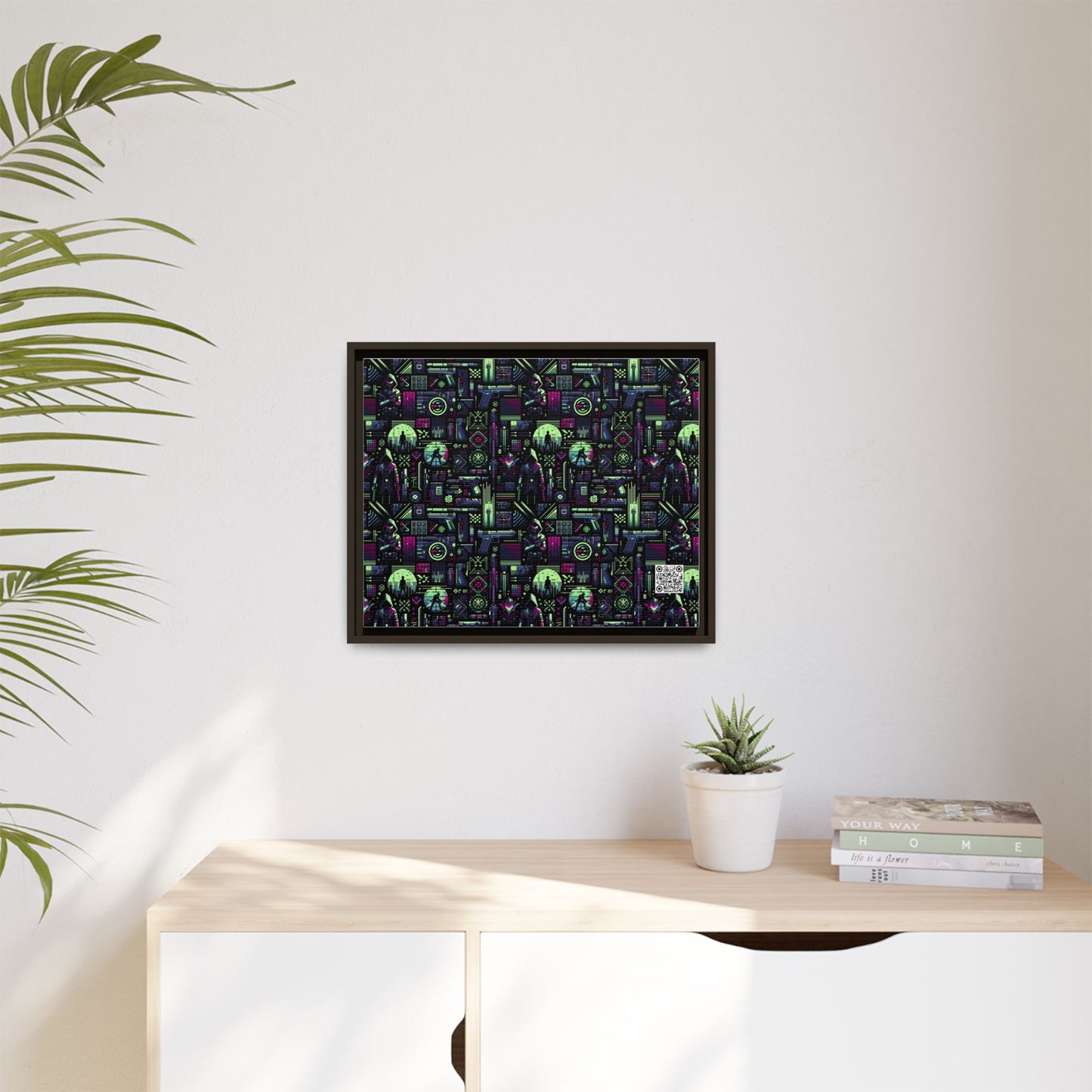 Tech Noir Futuristic Cyberpunk Matte Canvas, Framed (multi-Color) - 8404 Design-63 A