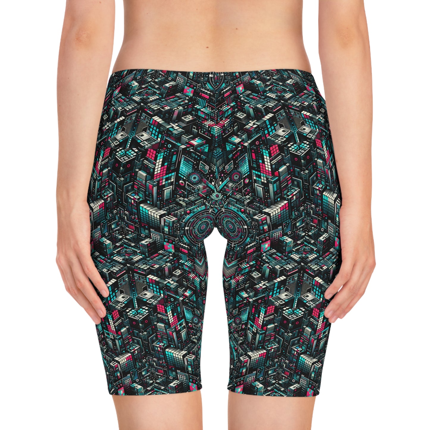 Digital Rebellion Tech-Inspired Streetwear Women's Bike Shorts - 8404 Design-54