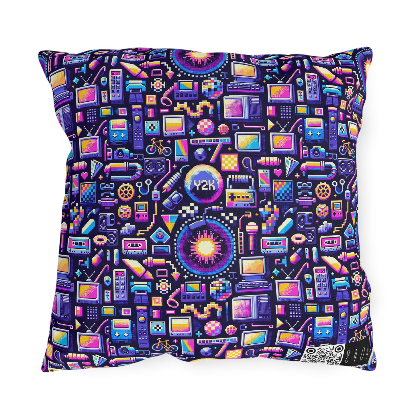 Digital Nostalgia Modern Retro Fusion Outdoor Pillow - 8404 Design-64