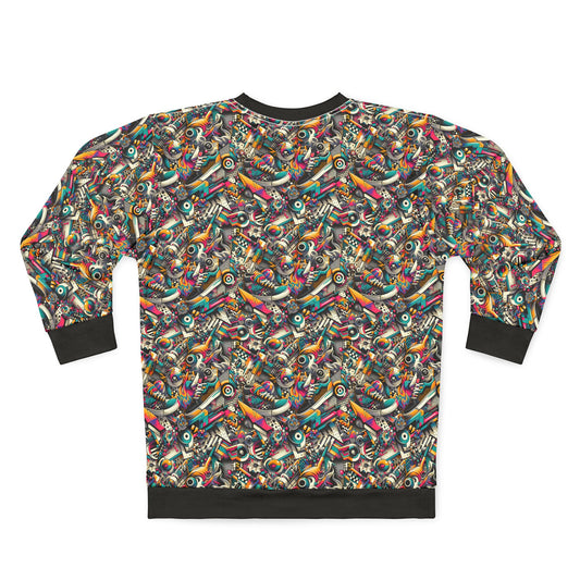 Urban Graffiti Fusion Eclectic Street Art Meets Modern Tech Culture Sweatshirt - 8404 Design-55