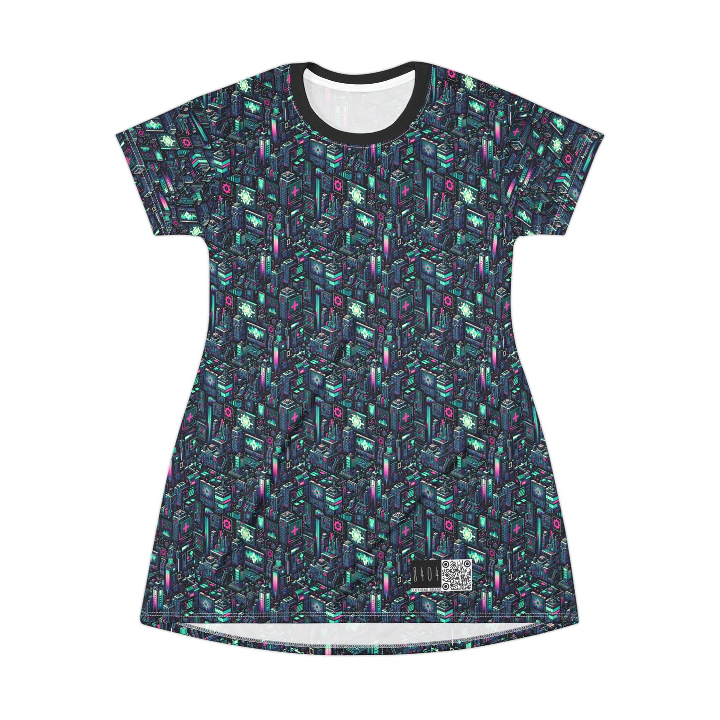 Digital Rebellion Tech-Inspired Streetwear T-Shirt Dress - 8404 Design-58