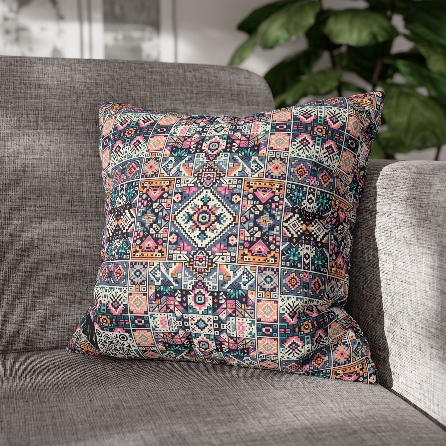 Spun Polyester Square Pillowcase - 8404 Design-02