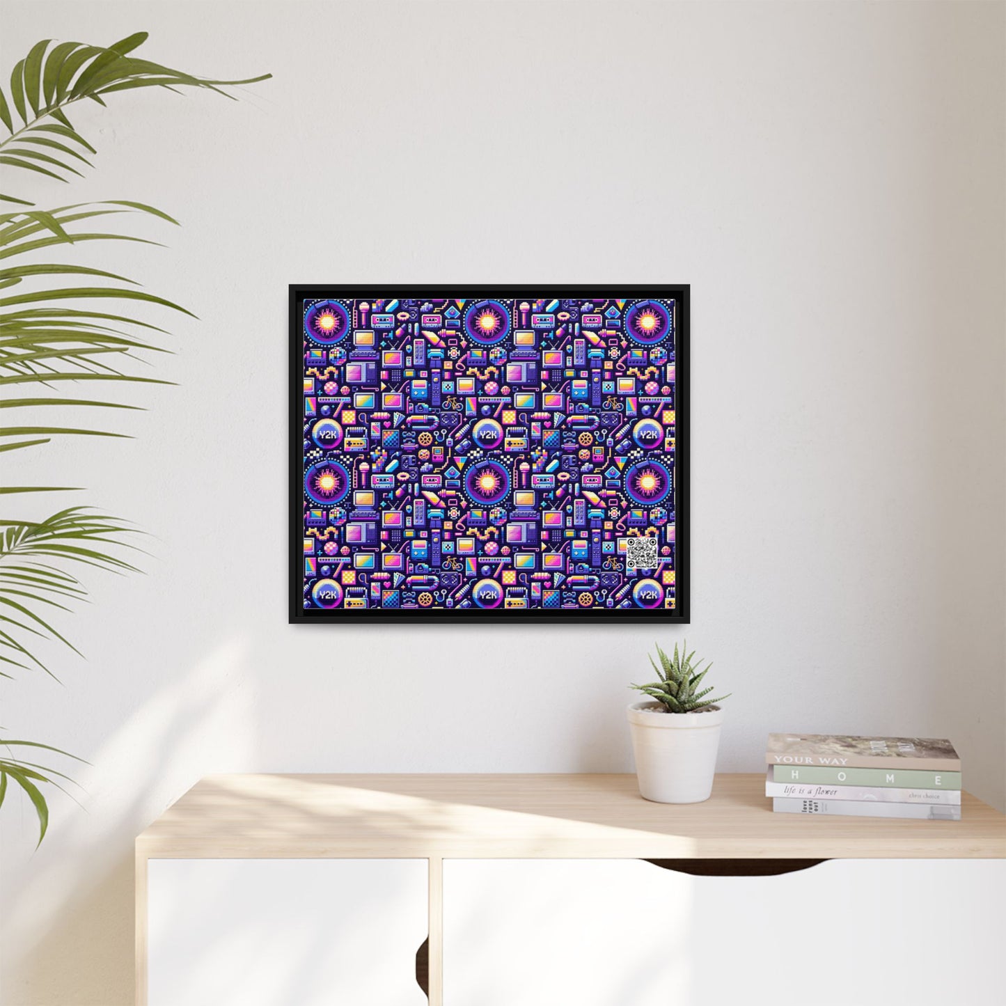 Digital Nostalgia Modern Retro Fusion Matte Canvas, Framed (multi-Color) - 8404 Design-64 B