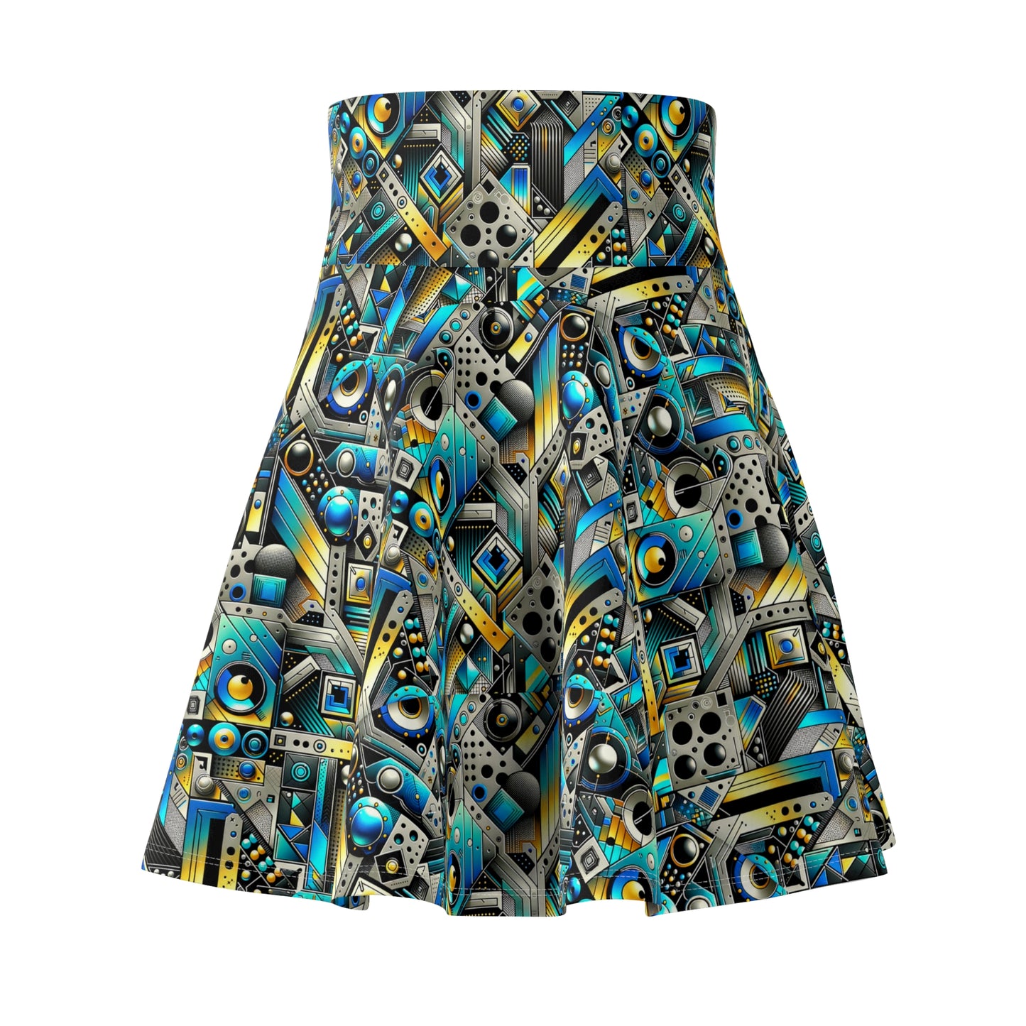 Tech Art Fusion Tech-Forward Streetwear Women's Skater Skirt - 8404 Design-50