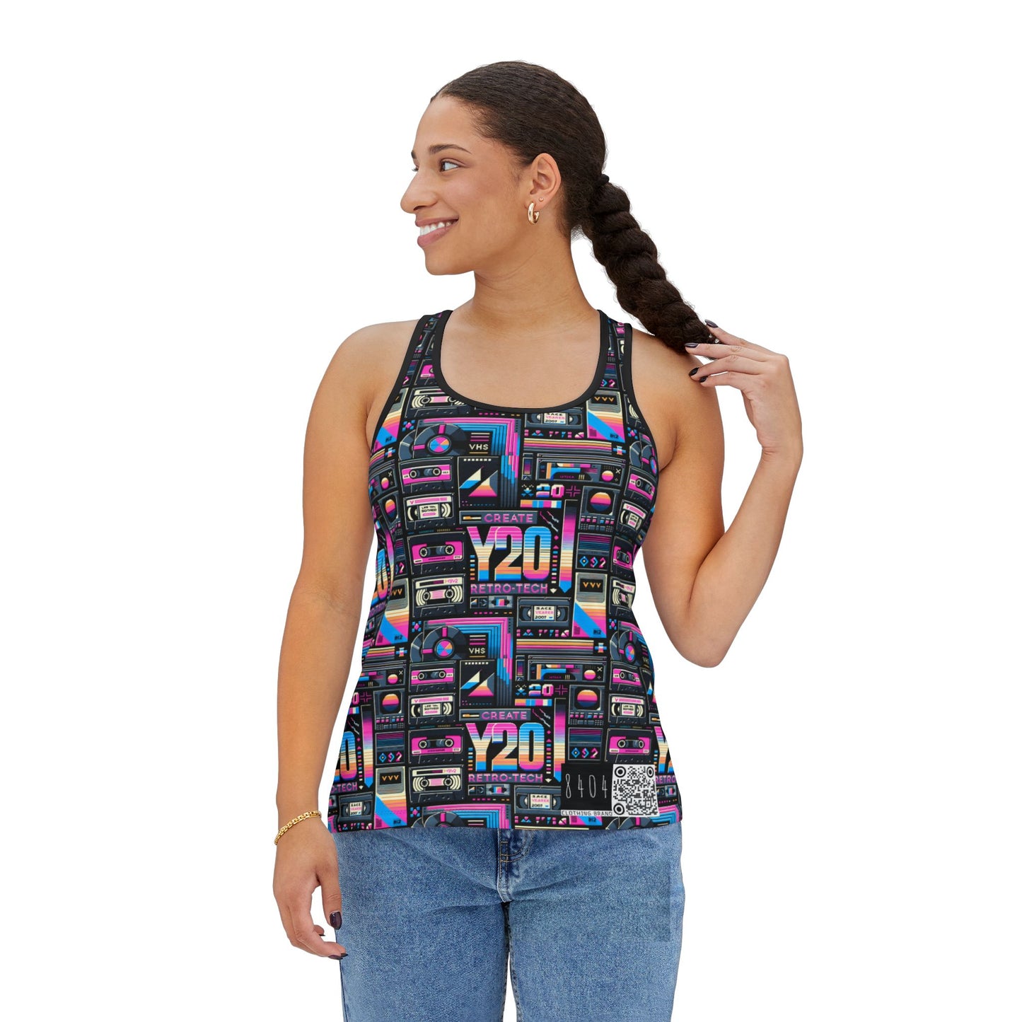 Digital Nostalgia Tech-Inspired Retro Fusion Women's Tank Top - 8404 Design-65