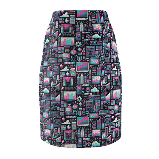 Digital Rebellion Youthful Streetwear with a Rebellious Digital Twist Women's Pencil Skirt - 8404 Design-71