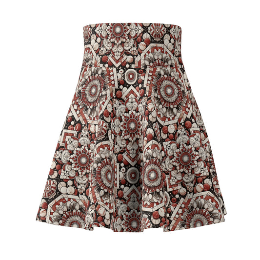 Neo Jomon Sculptural Aesthetics Artisanal Streetwear Women's Skater Skirt - 8404 Design-55