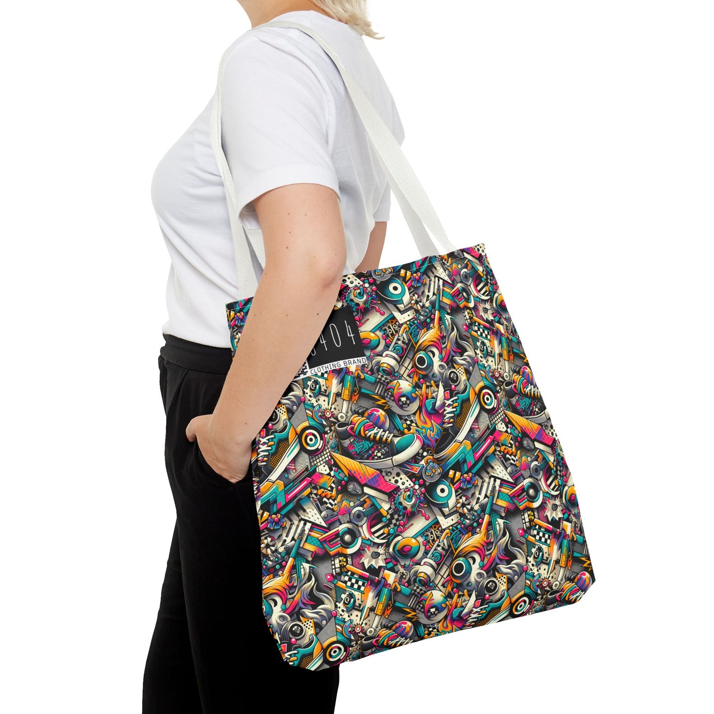 Urban Graffiti Fusion Eclectic Street Art Meets Modern Tech Culture Tote Bag - 8404 Design-55