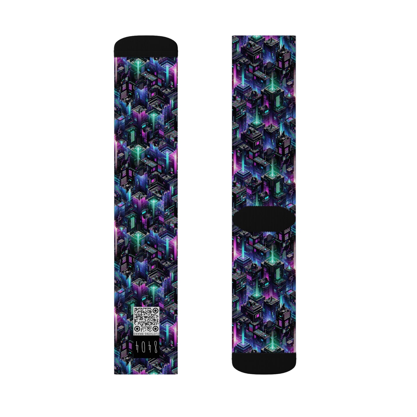Tech Noir Graphics Futuristic Tech Aesthetics Sublimation Socks - 8404 Design-55