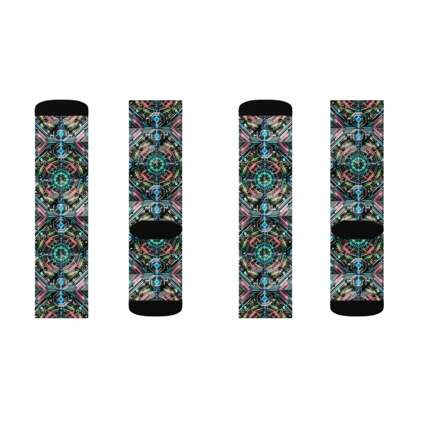 Tech-Infused Futurism Futuristic Tech Sublimation Socks - 8404 Design-53