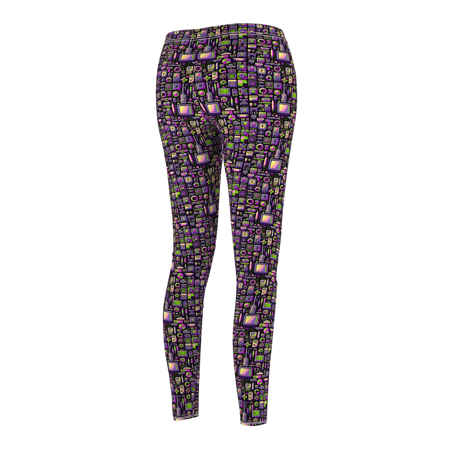 Digital Nostalgia Remix Modern Vintage Fusion Women's Cut & Sew Casual Leggings - 8404 Design-67