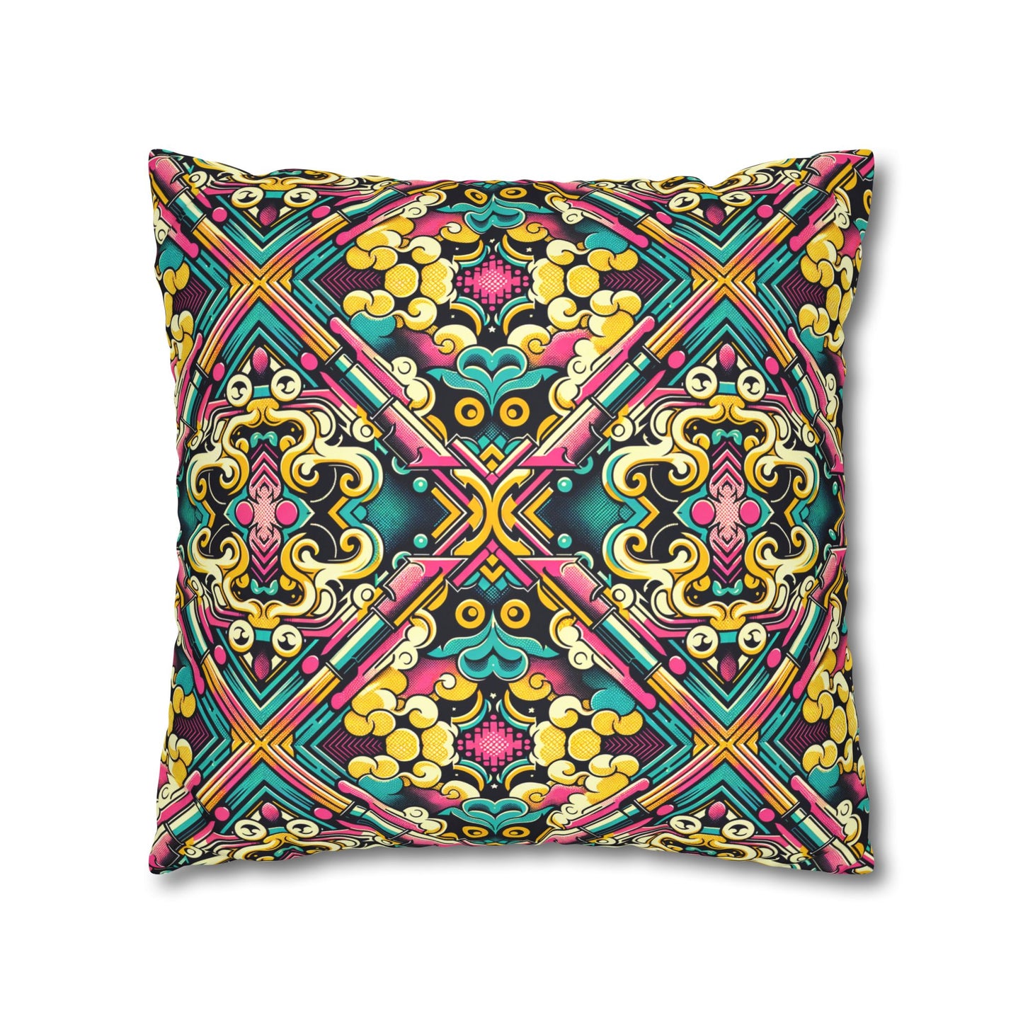 Neon Pop Art Revival Pop Culture Retro Faux Suede Square Pillowcase - 8404 Design-59