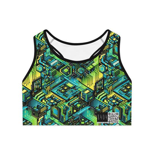 Tech-Infused Neon Tech-Forward Streetwear Sports Bra - 8404 Design-38