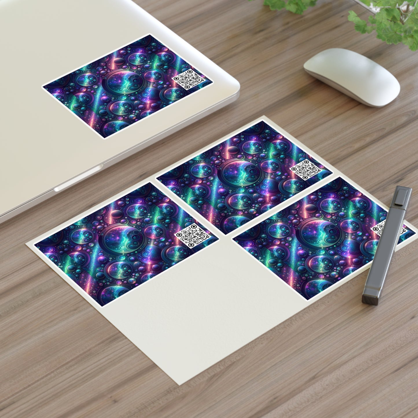 Iridescent Tech Fusion Tech-Forward Streetwear Sticker Sheets - 8404 Design-51