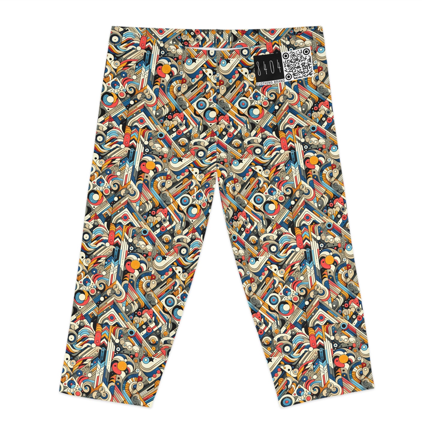 Abstract Graphic Art Modern Artistic Expression Women's Capri Leggings - 8404 Design-62
