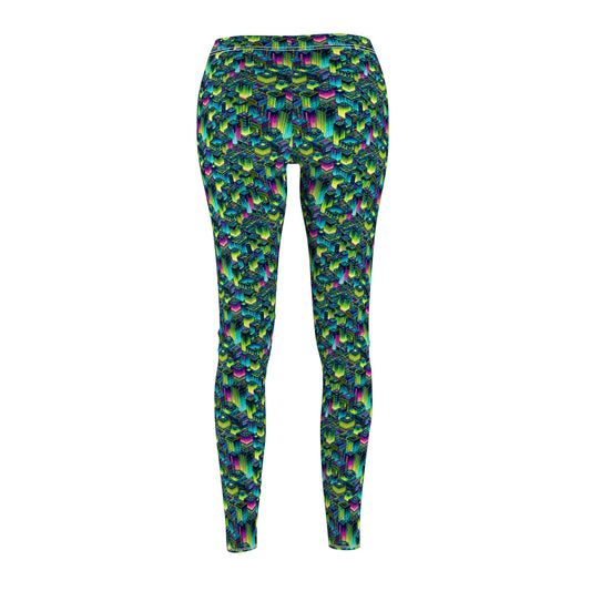 Tech-Infused Neon Tech-Forward Streetwear Women's Cut & Sew Casual Leggings - 8404 Design-65