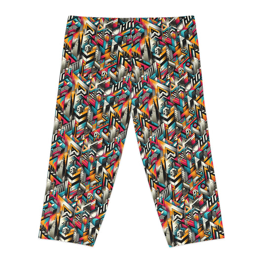 Graffiti Revival Urban Street Art Women's Capri Leggings - 8404 Design-62