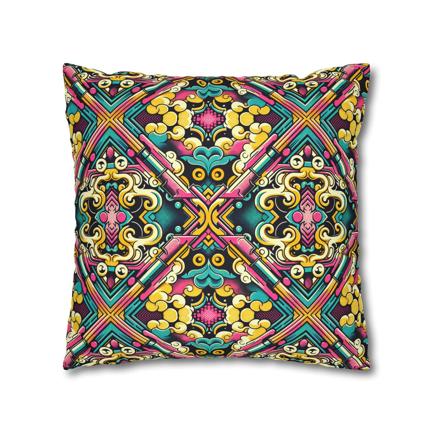 Neon Pop Art Revival Pop Culture Retro Spun Polyester Square Pillowcase - 8404 Design-59