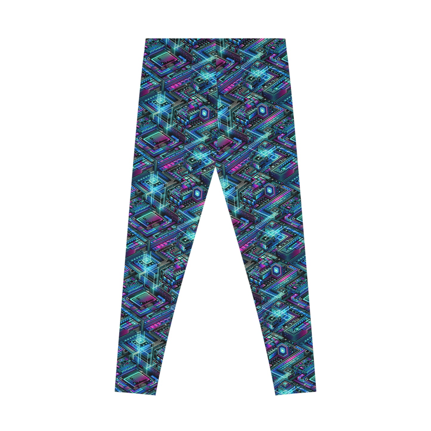 Digital Dreamland Futuristic Tech Aesthetic Stretch Leggings - 8404 Design-42
