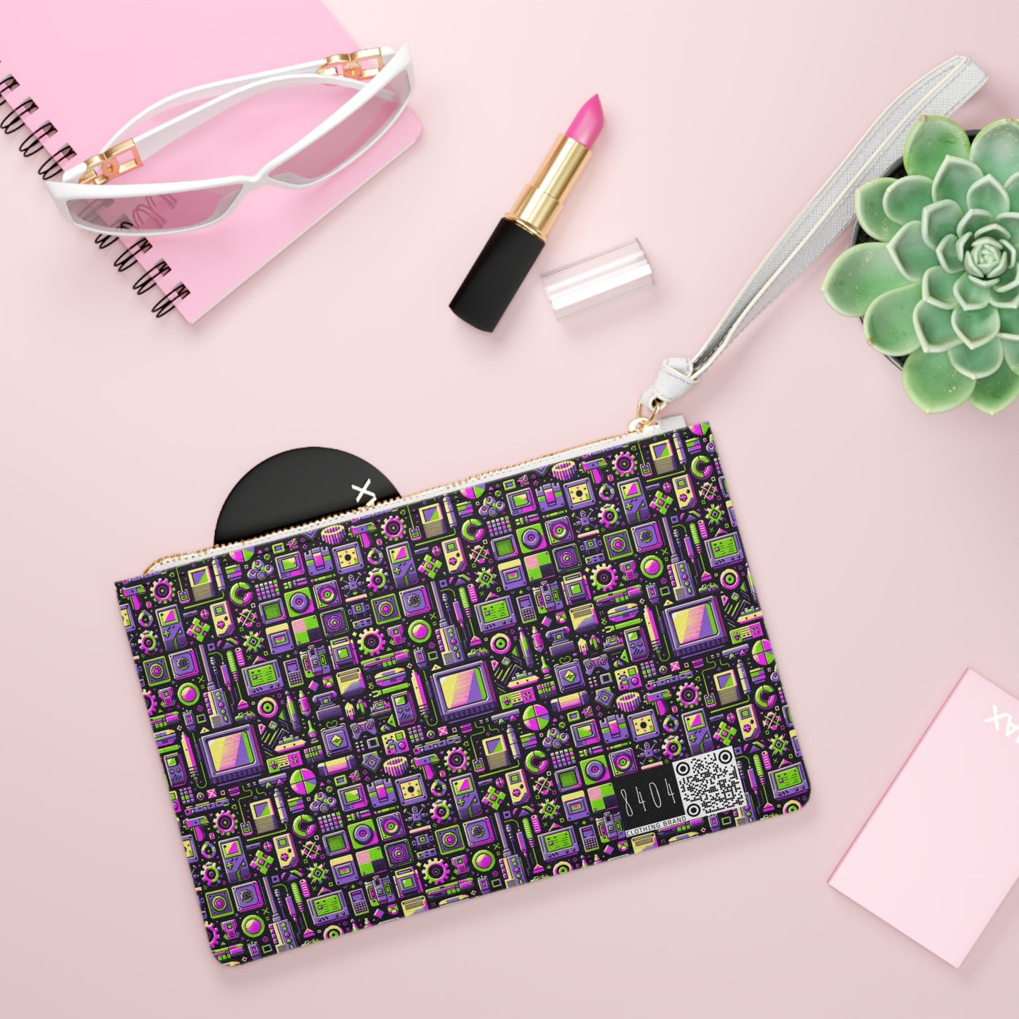Digital Nostalgia Remix Modern Vintage Fusion Clutch Bag - 8404 Design-67