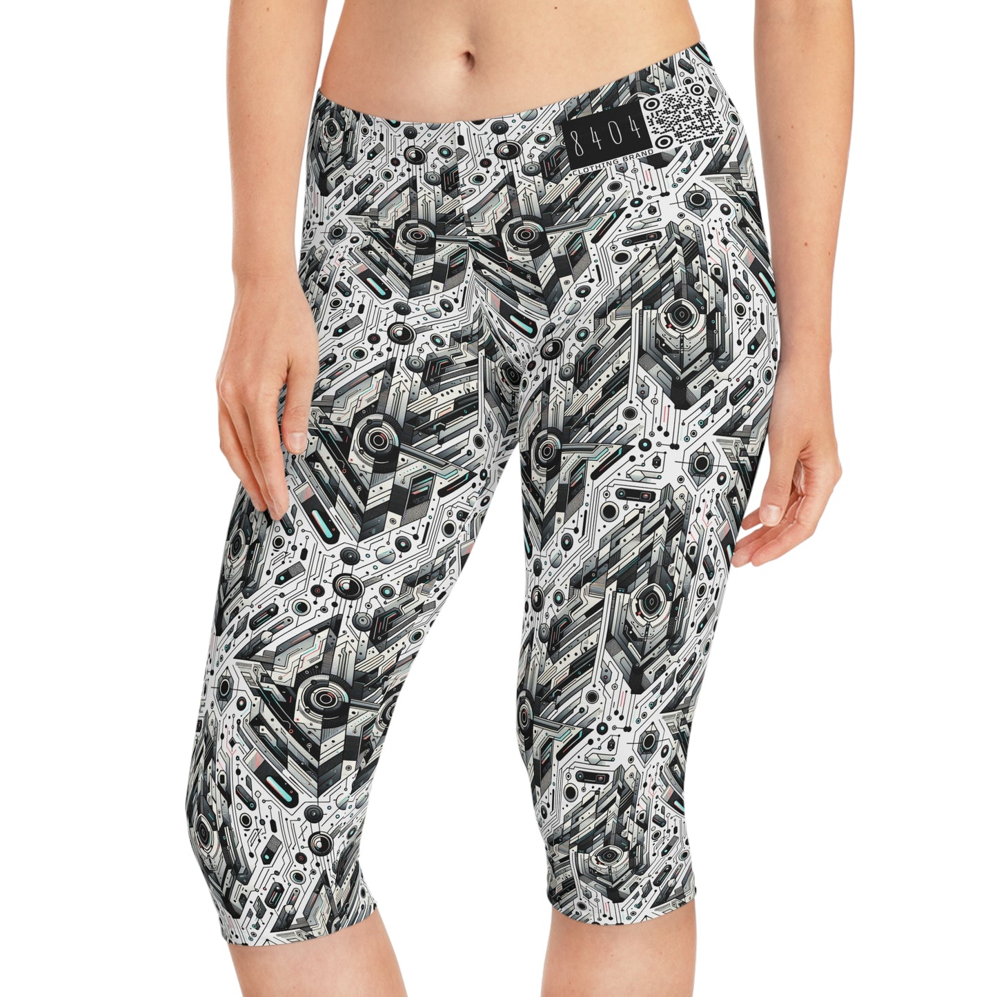 Tech-Infused Streetwear Tech-Forward Minimalism Women's Capri Leggings - 8404 Design-51