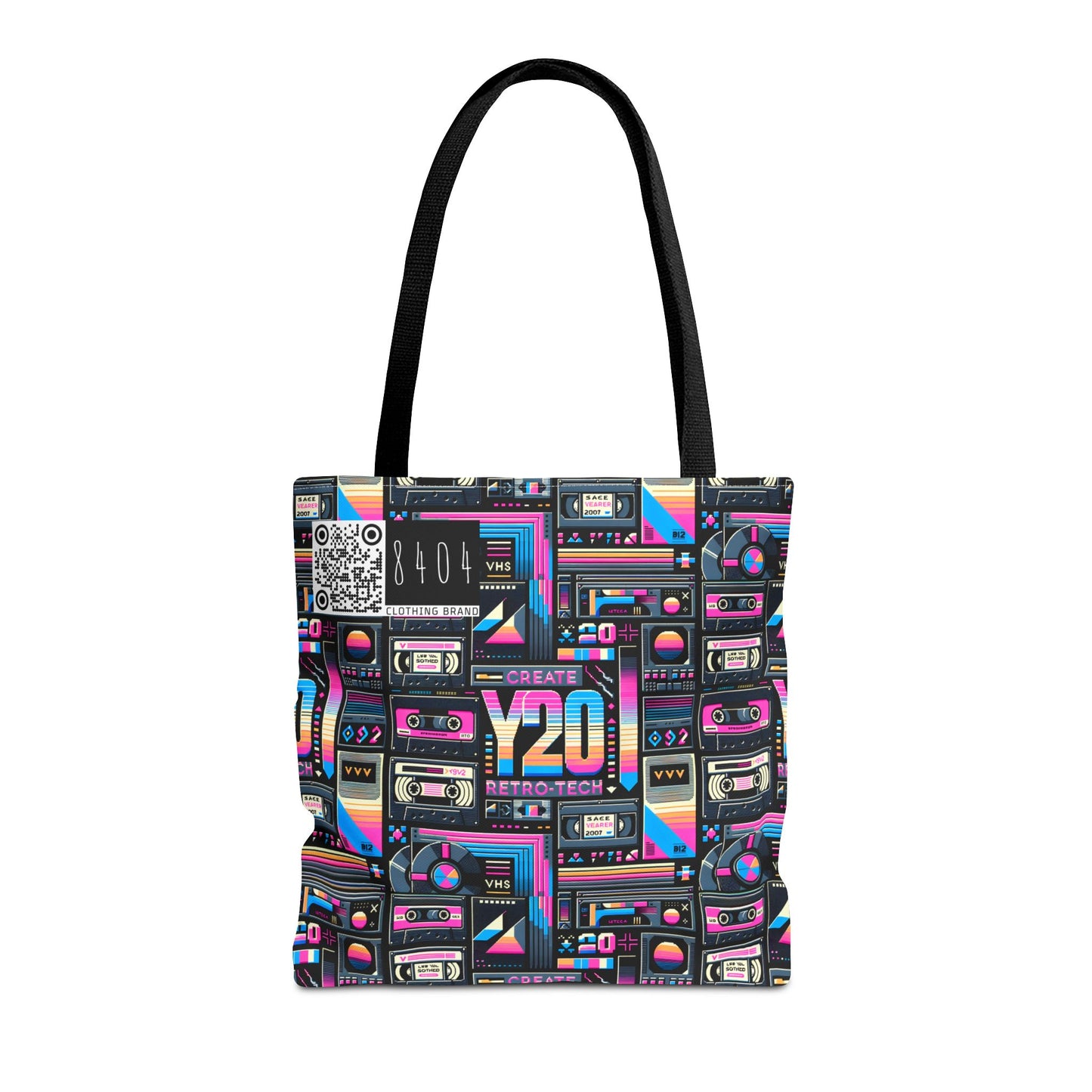 Digital Nostalgia Tech-Inspired Retro Fusion Tote Bag - 8404 Design-65