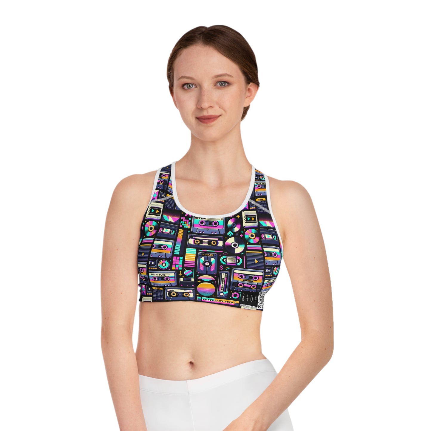 Digital Nostalgia Tech-Inspired Retro Fusion Sports Bra - 8404 Design-48