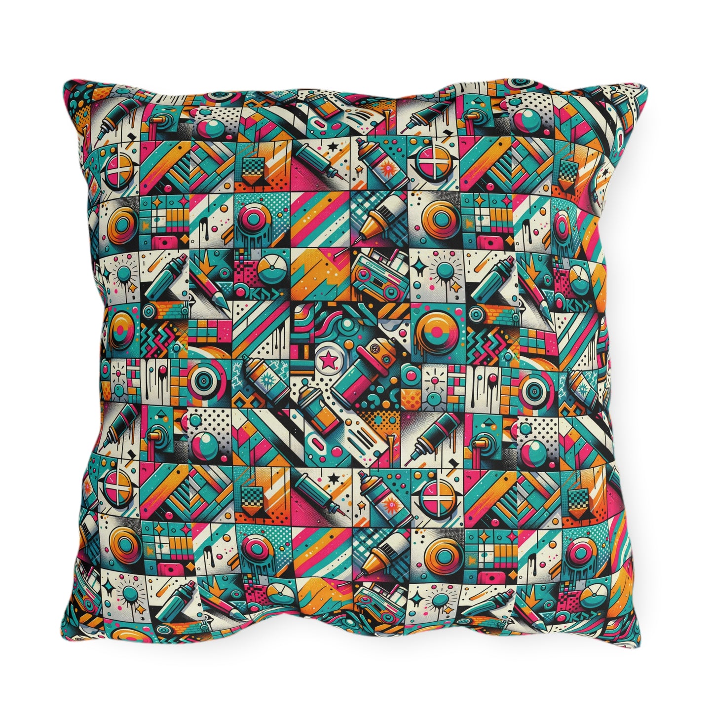Graffiti Fusion Modern Street Art Fusion Outdoor Pillow - 8404 Design-58