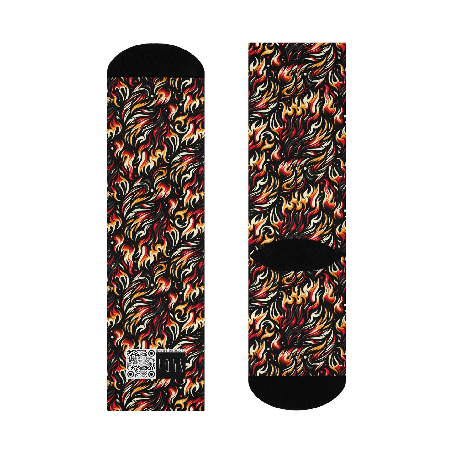 Fire & Flames Bold Streetwear Statement Cushioned Crew Socks - 8404 Design-60