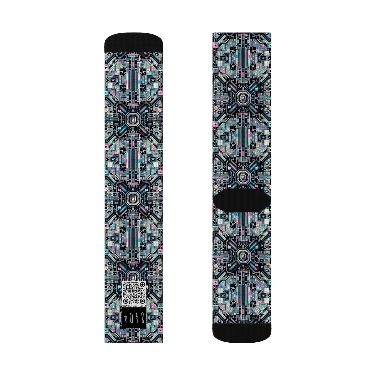 Digital Renaissance Tech-Forward Maximalism Sublimation Socks - 8404 Design-44