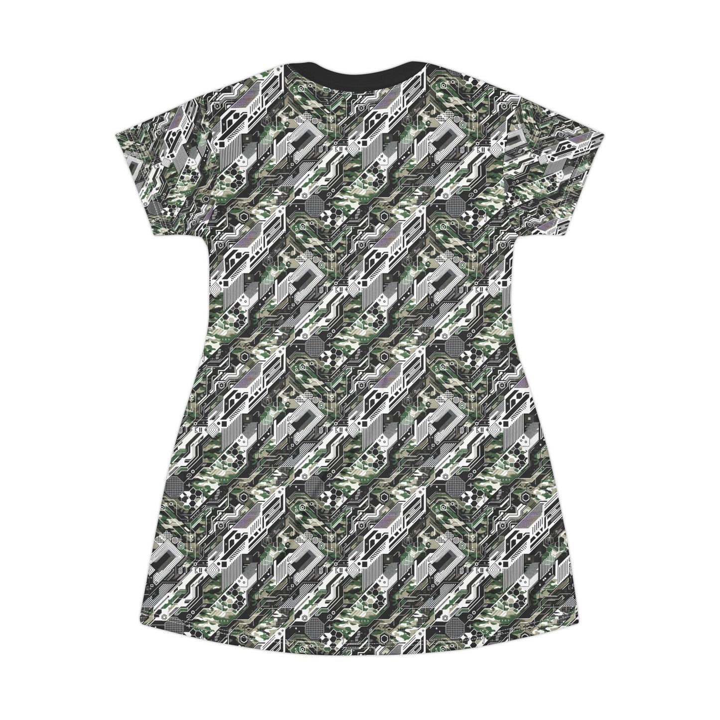 Tech Camo Fusion Tech-Forward Streetwear With a Futuristic Edge T-Shirt Dress - 8404 Design-46
