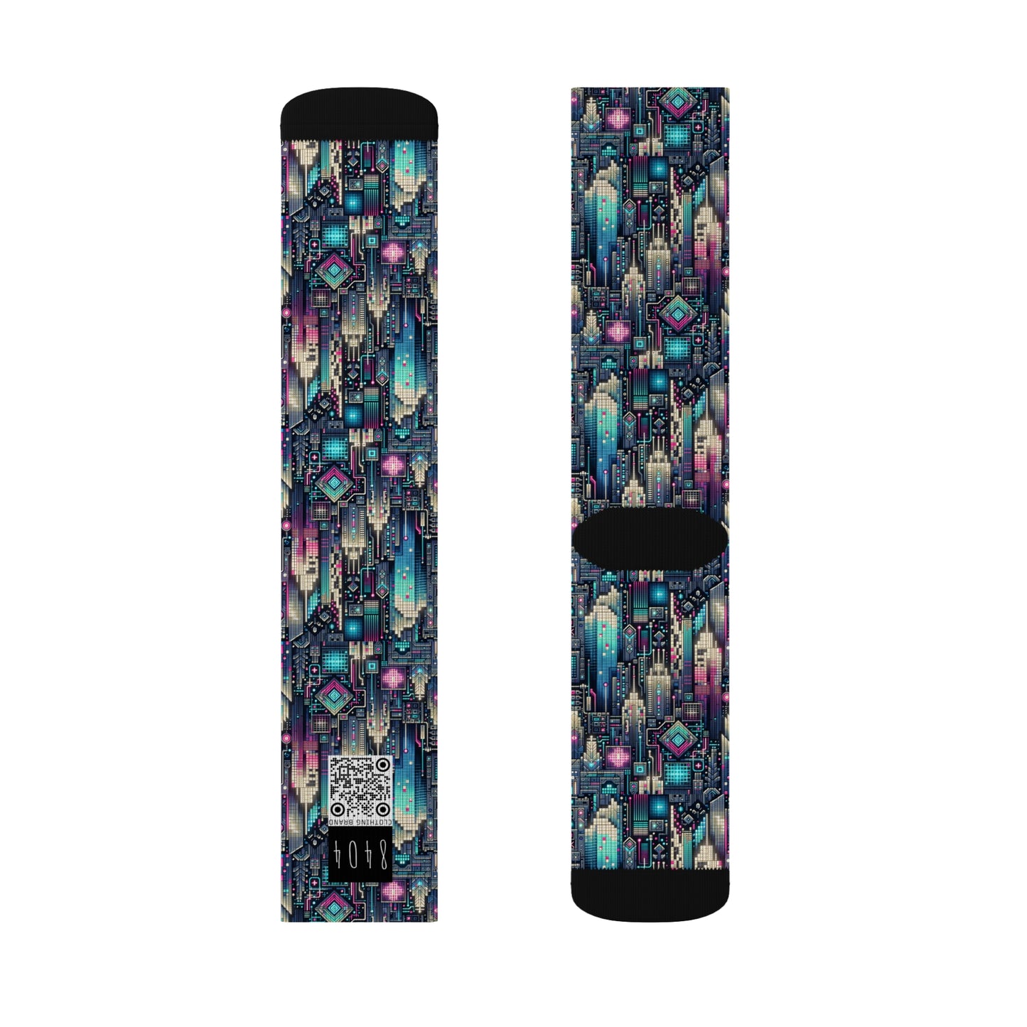 Digital Renaissance Tech-Forward Maximalism Sublimation Socks - 8404 Design-56